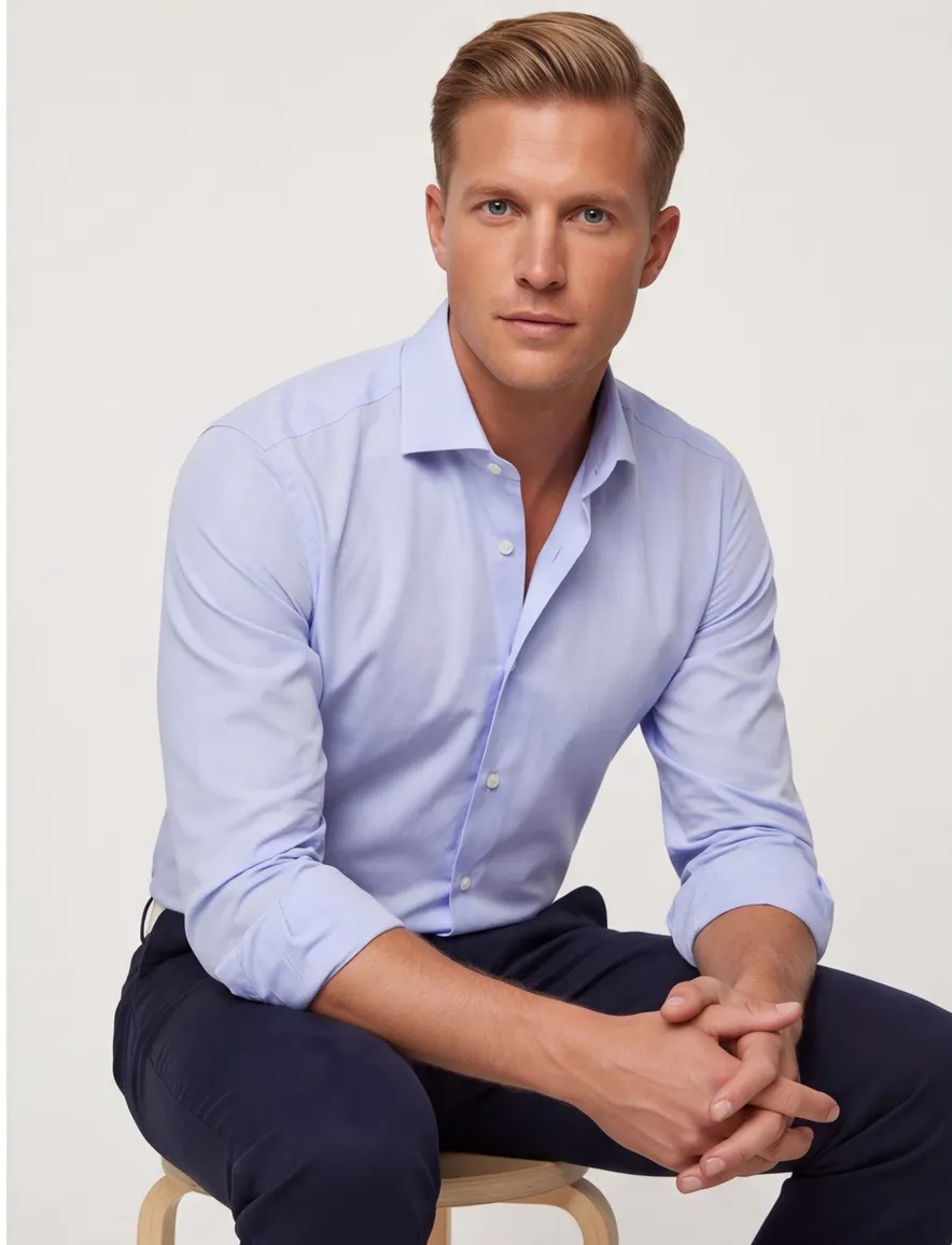 Ledub modern fit overhemd lichtblauw mouwlengte 7 effen