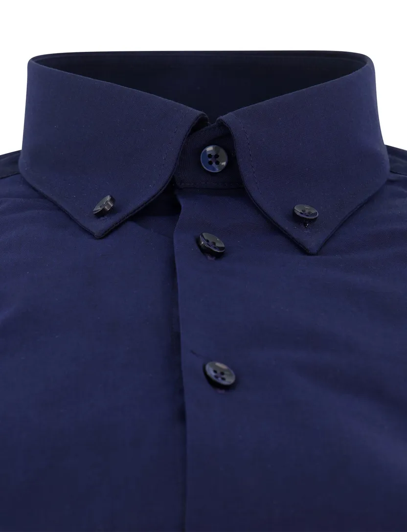 Ledub modern fit overhemd mouwlengte 7 donkerblauw 100% katoen
