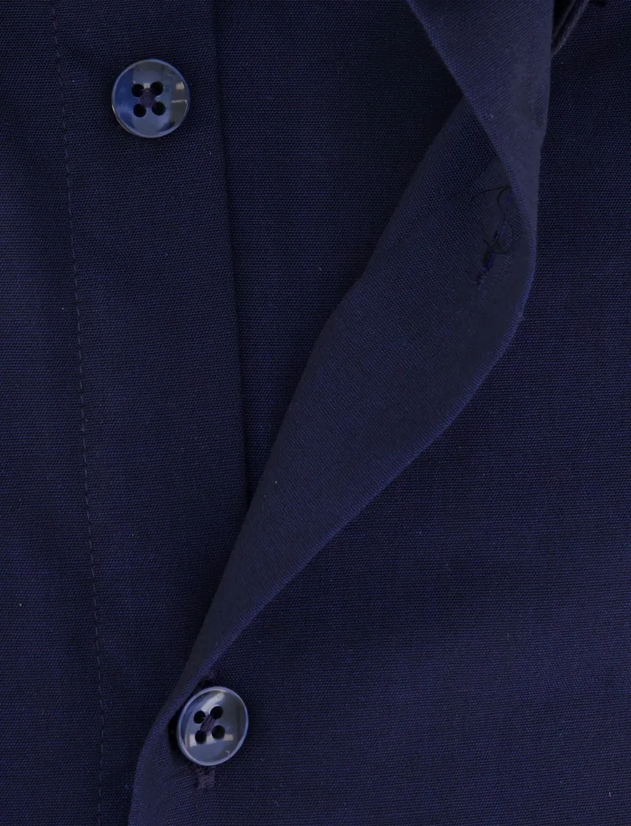 Ledub modern fit overhemd mouwlengte 7 donkerblauw effen
