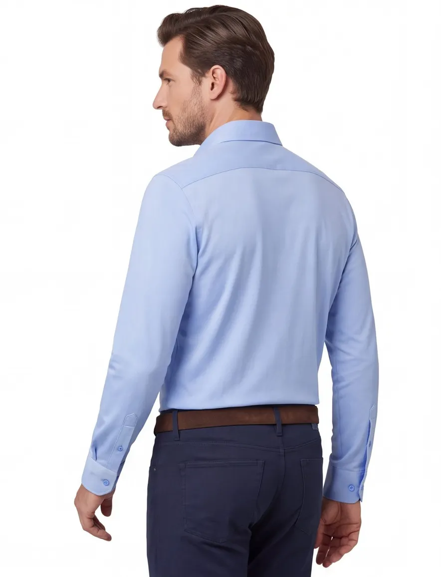 Ledub slim fit overhemd jersey mouwlengte 7