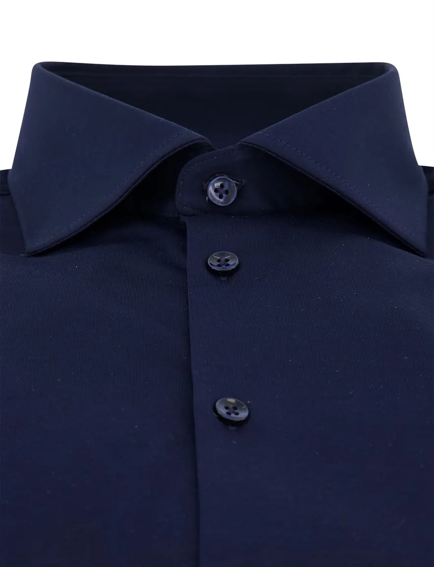 Ledub Overhemd Slim fit donkerblauw stretch
