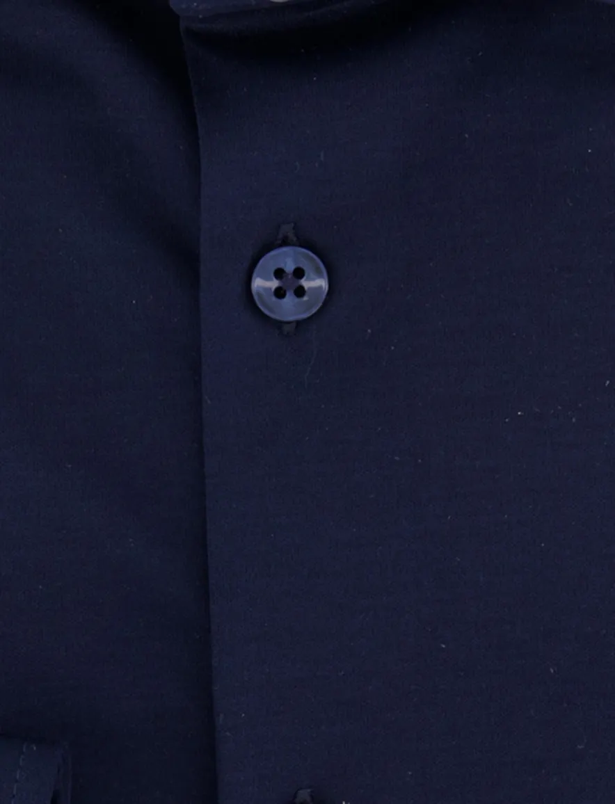 Ledub Overhemd Slim fit donkerblauw stretch