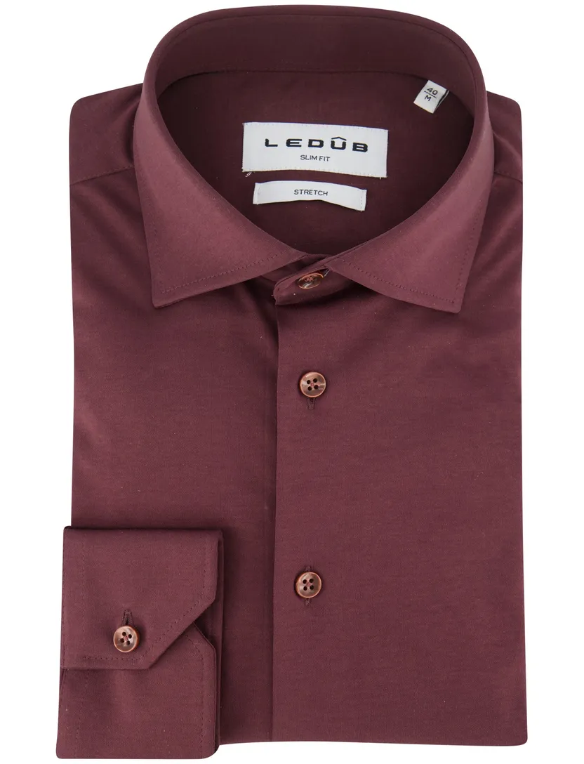 Ledub overhemd aubergine effen ml7