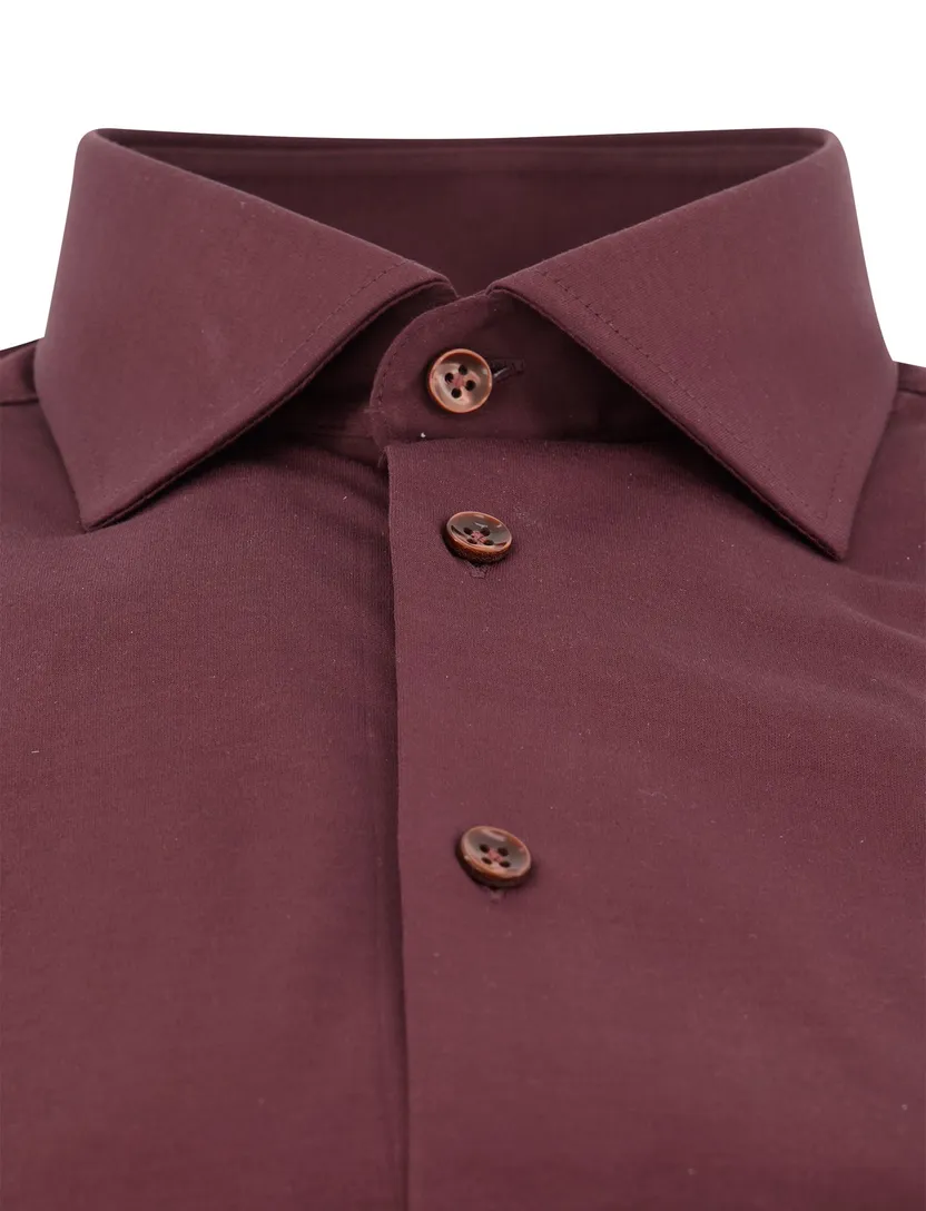 Ledub overhemd aubergine effen ml7