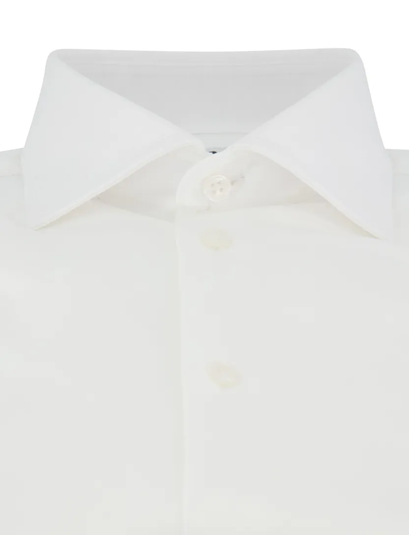 Ledub slim fit overhemd jersey mouwlengte 7 wit 100% katoen