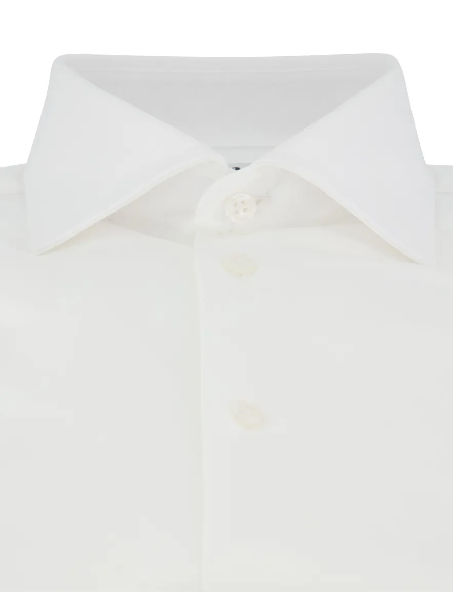 Ledub slim fit overhemd jersey mouwlengte 7 wit