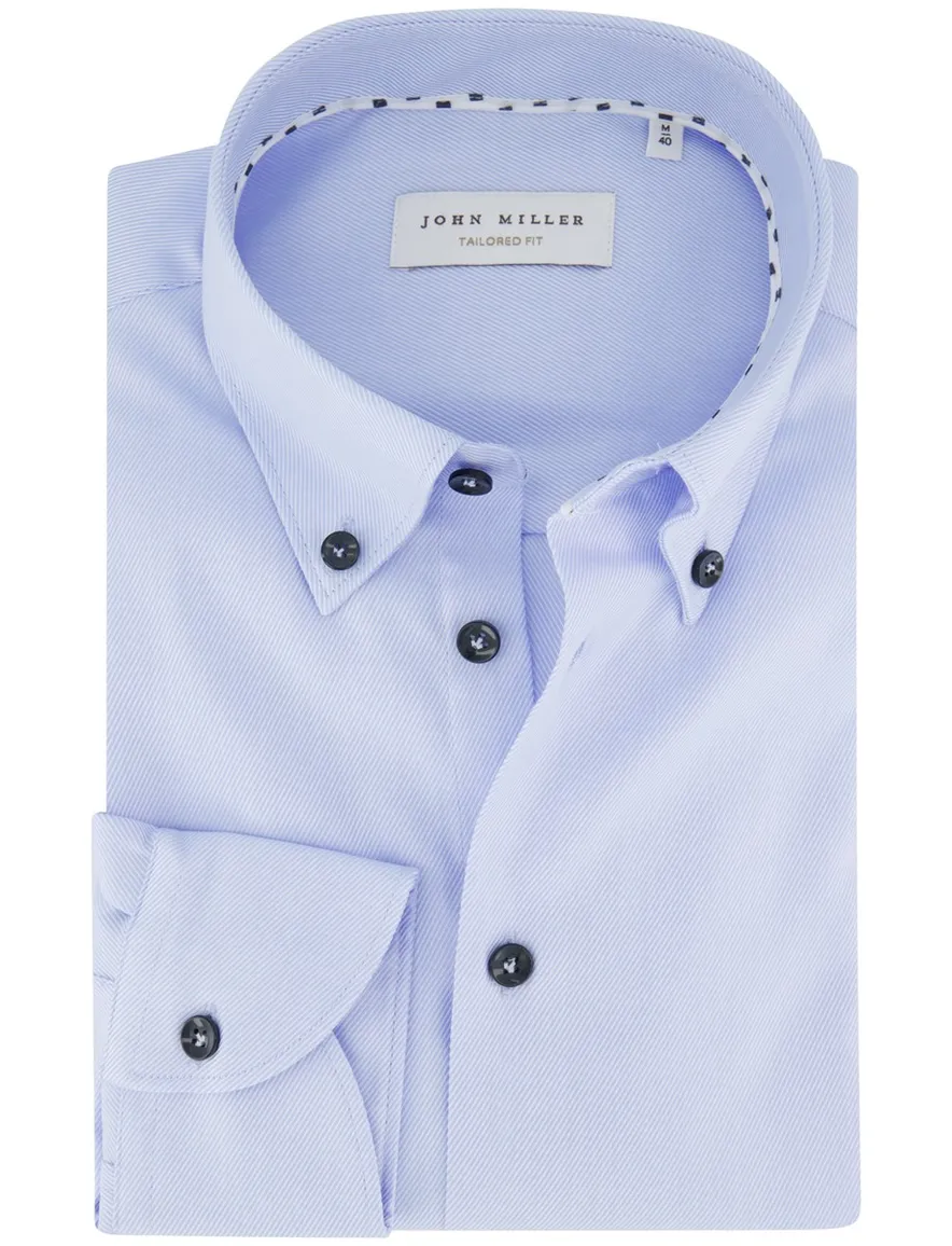 John Miller Tailored Fit Overhemd lichtblauw katoen effen