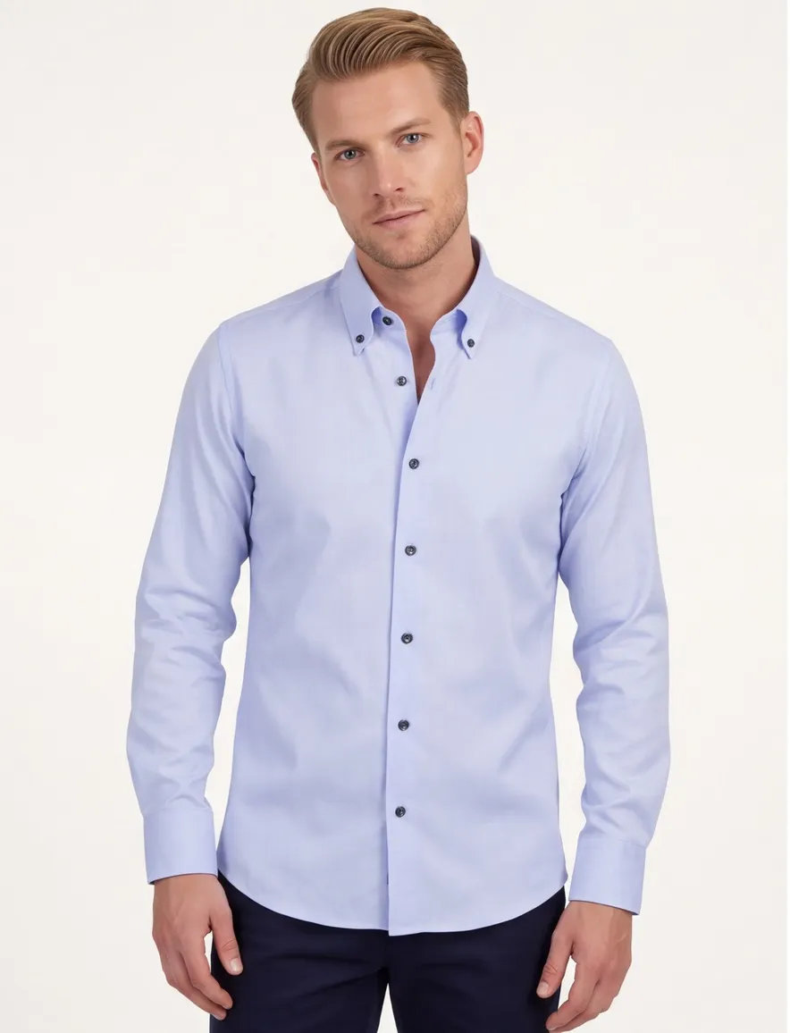 John Miller Tailored Fit Overhemd lichtblauw effen katoen