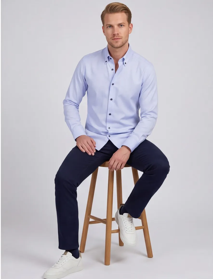 John Miller overhemd blauw katoen