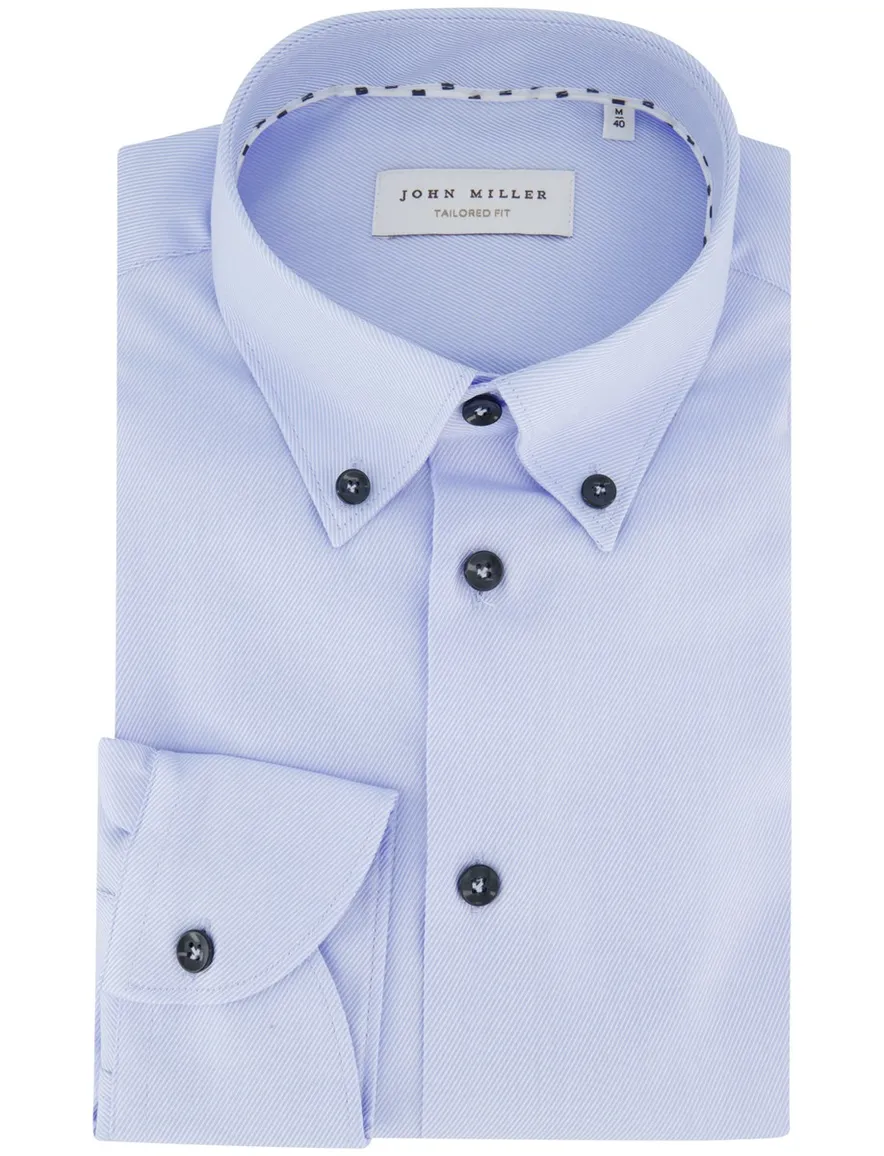 John Miller Tailored Fit Overhemd lichtblauw katoen effen