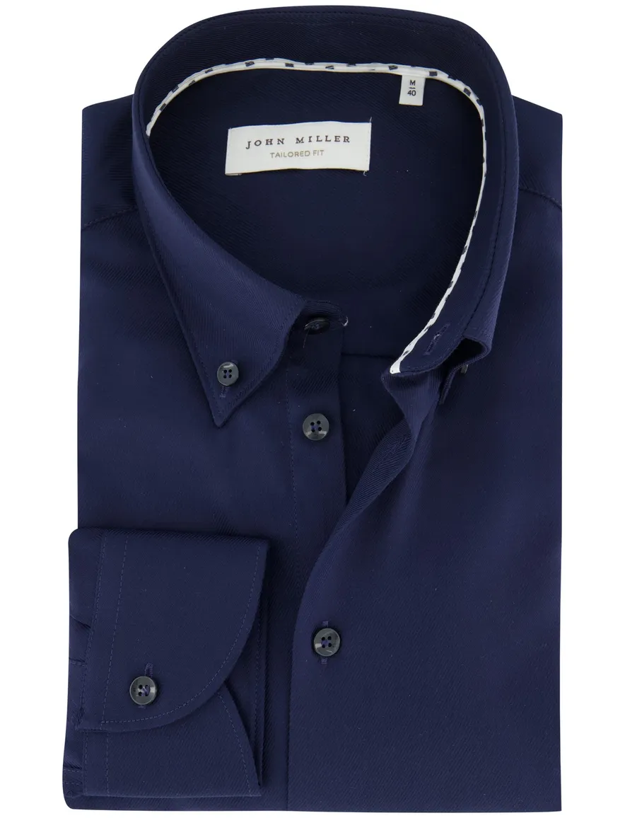 John Miller tailored fit overhemd katoen navy