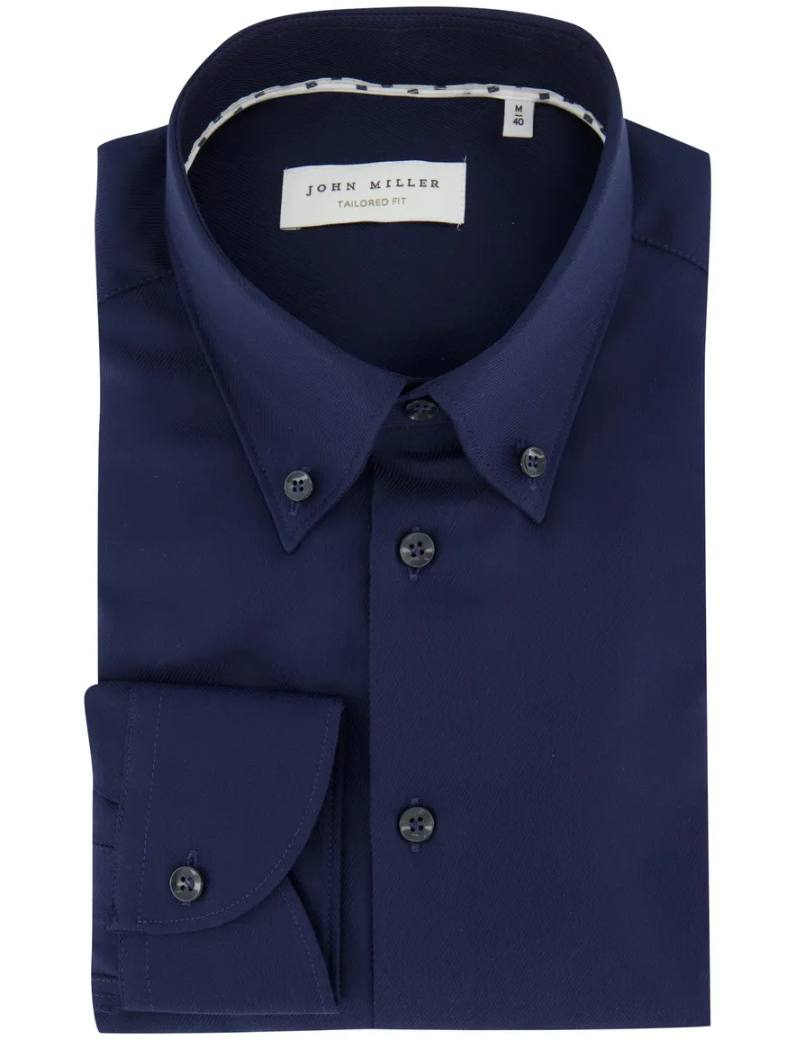 John Miller tailored fit overhemd katoen navy