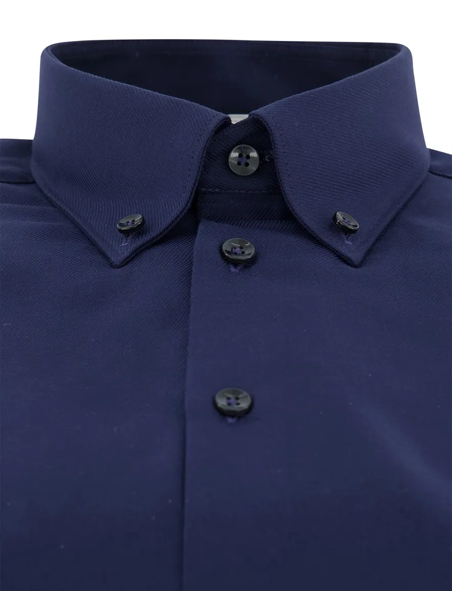 John Miller tailored fit overhemd katoen navy