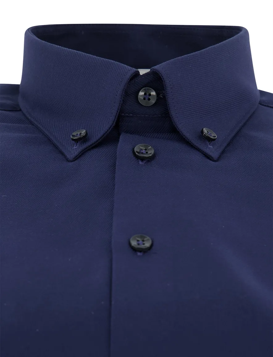 Overhemd John Miller Tailored Fit donkerblauw katoen