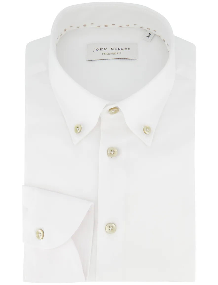John Miller Tailored Fit overhemd wit katoen