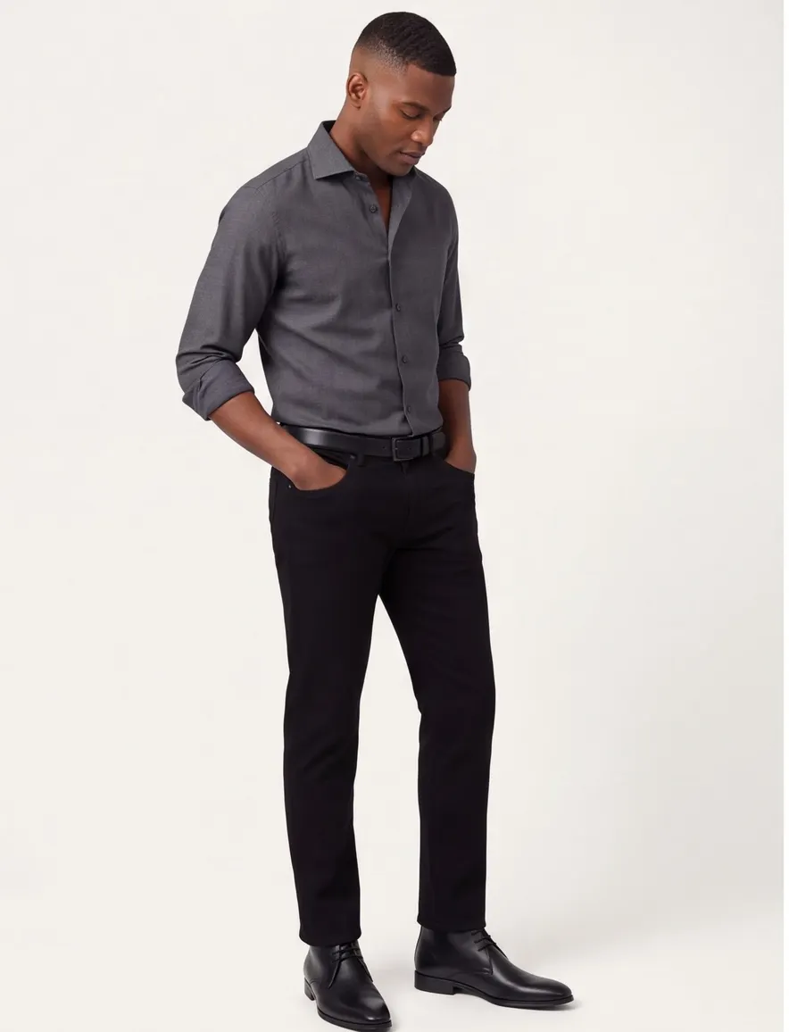 Overhemd John Miller Slim Fit grijs wolblend