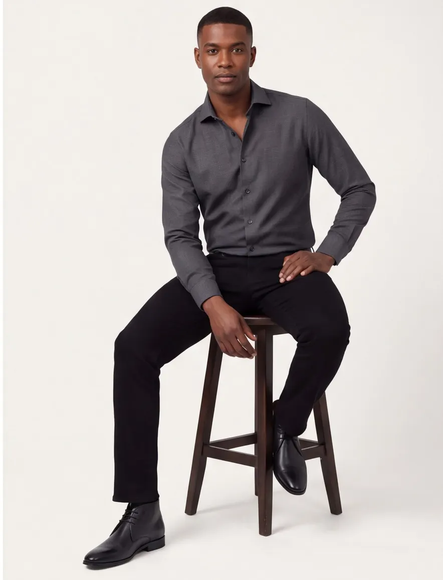 Overhemd John Miller Slim Fit grijs wolblend