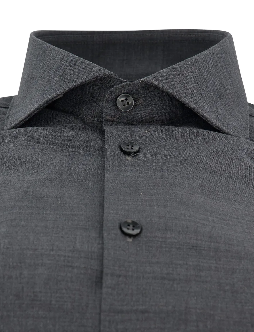 John Miller Slim Fit overhemd grijs wolblend