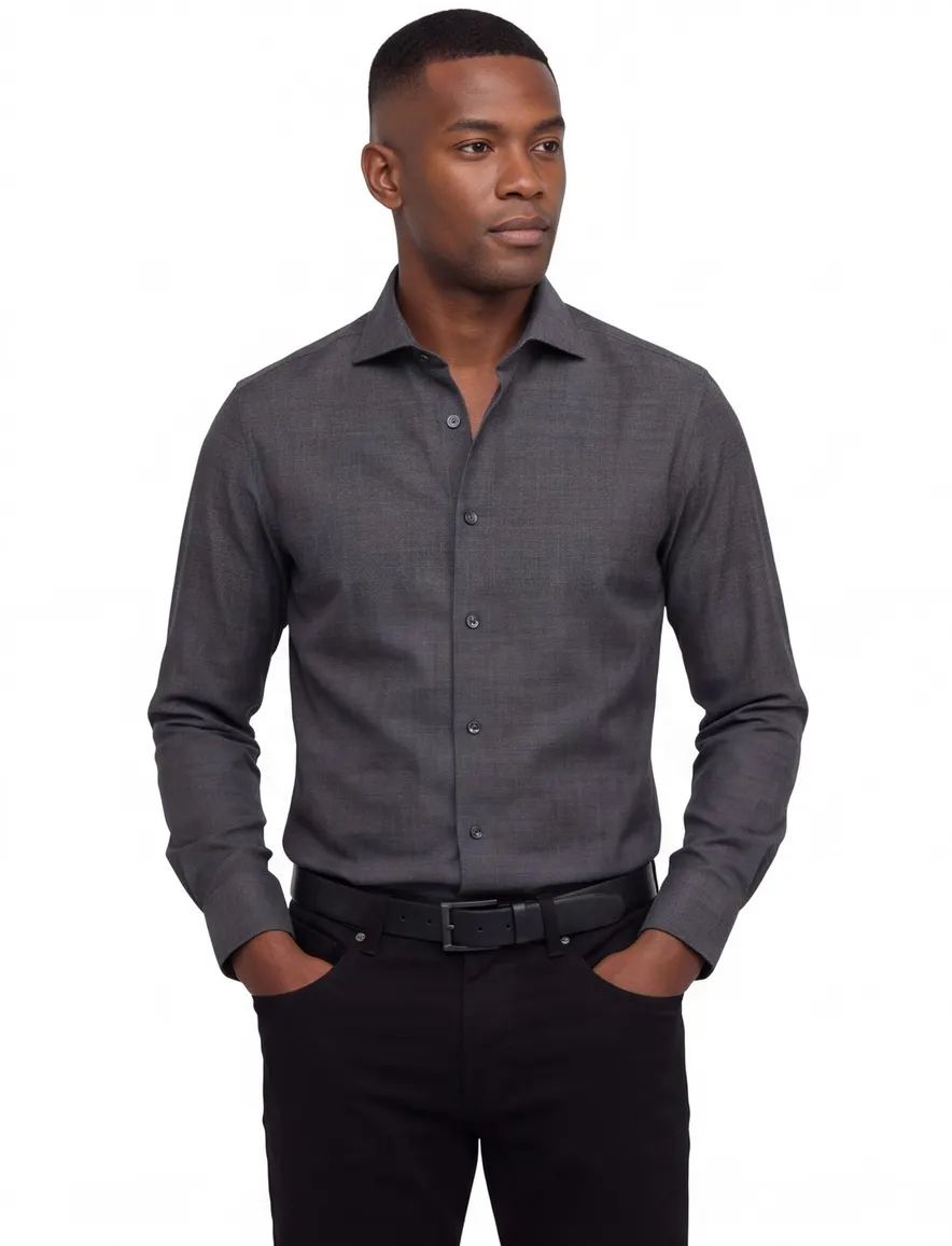 Overhemd John Miller Slim Fit grijs wolblend