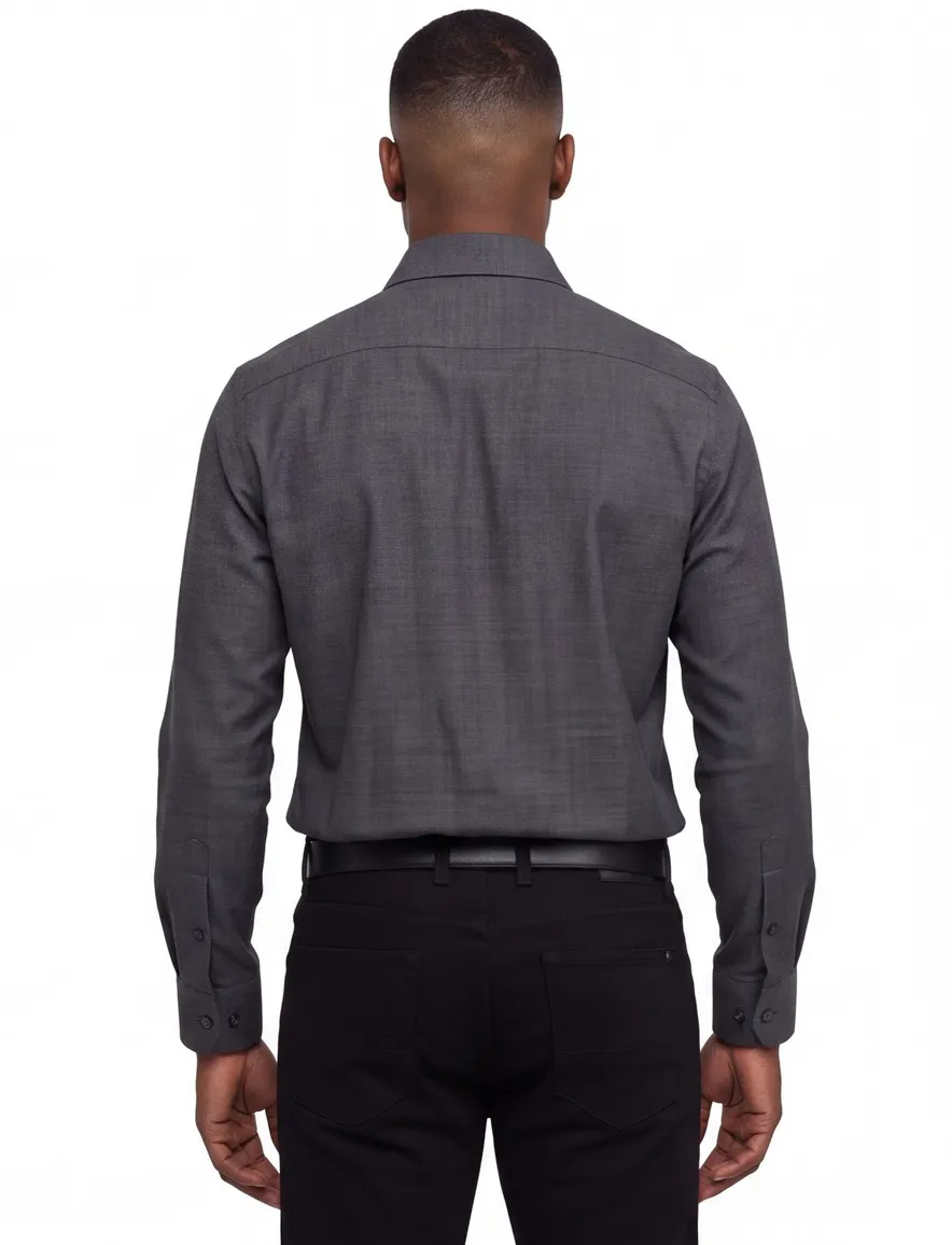 Overhemd John Miller Slim Fit grijs wolblend