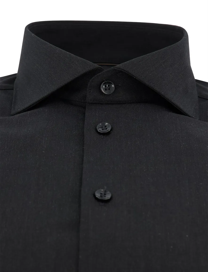 John Miller slim fit overhemd donkergrijs katoen