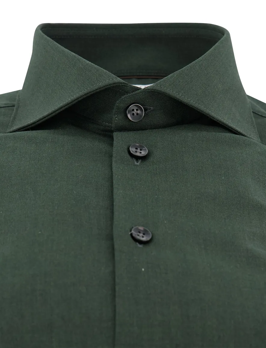 John Miller slim fit overhemd donkergroen katoen