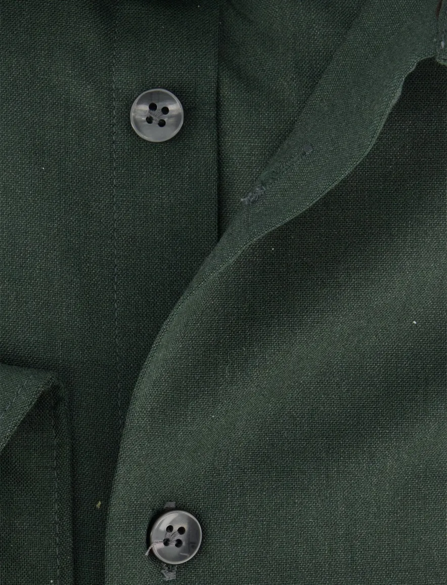 Overhemd John Miller Slim Fit donkergroen wolblend