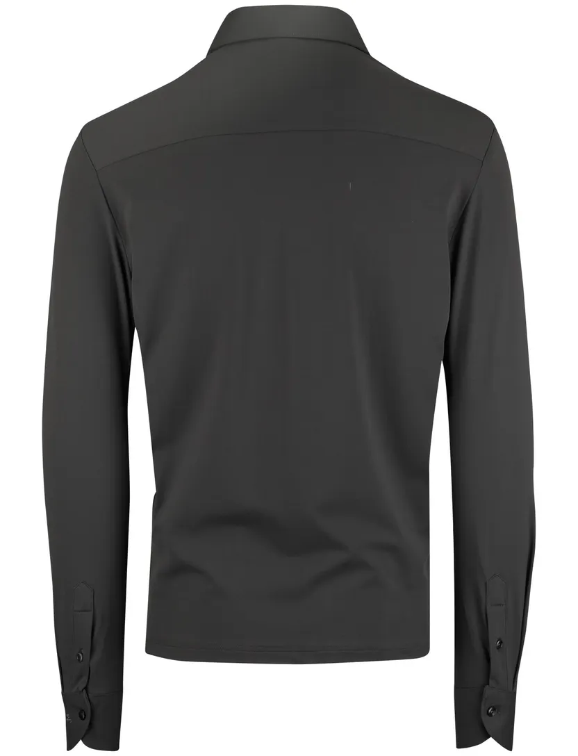 John Miller Shirt polo donkergroen lange mouw rits polyamide