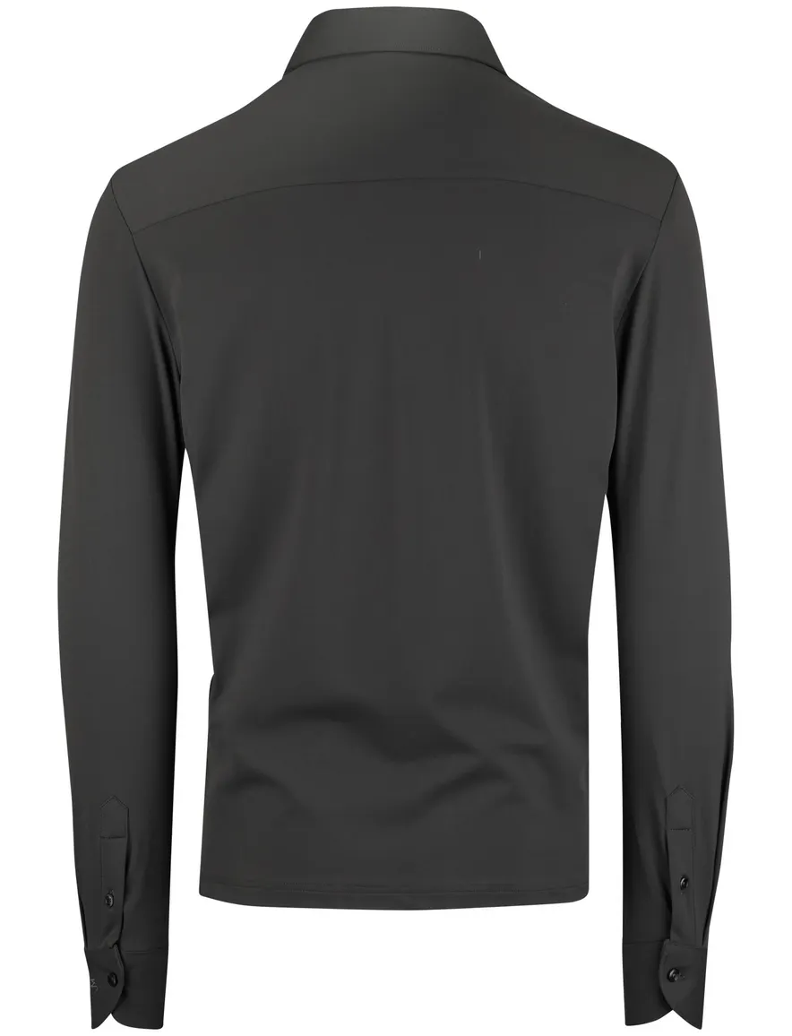 John Miller Shirt polo donkergroen lange mouw rits