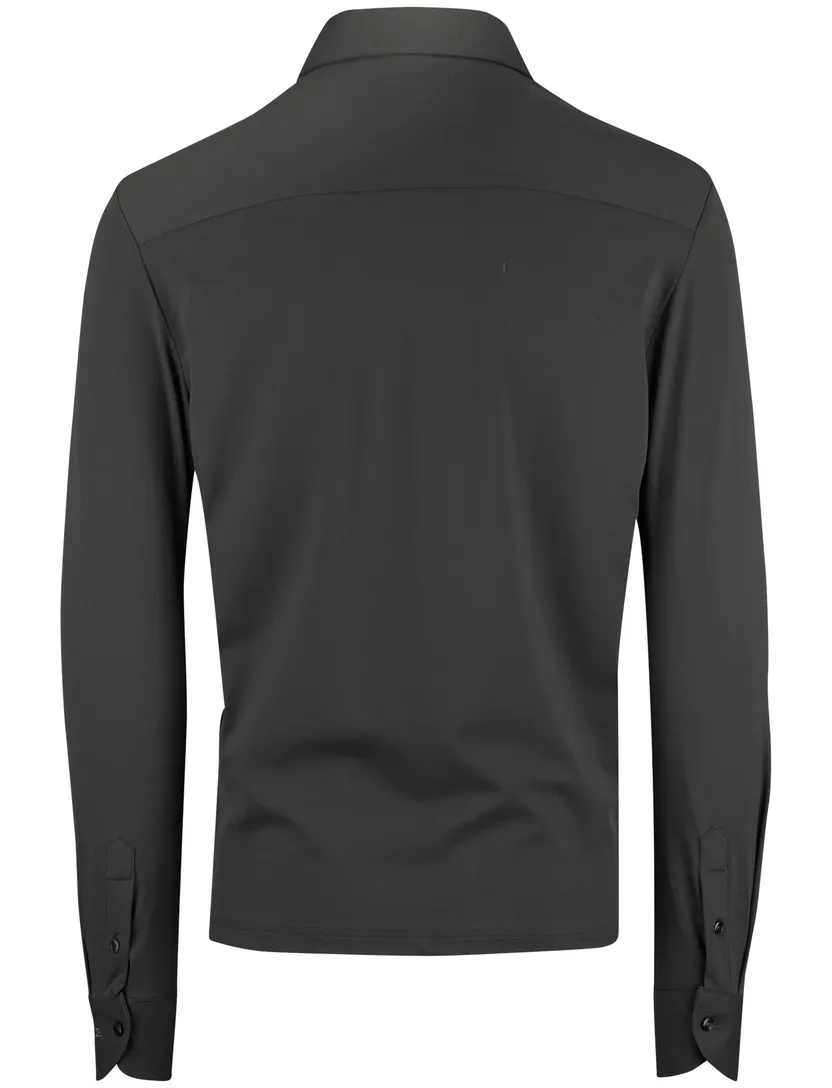 John Miller Shirt polo zwart lange mouw rits polyamide