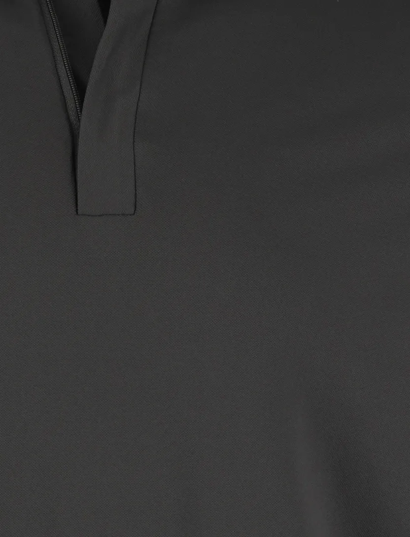 John Miller Shirt polo zwart lange mouw rits polyamide