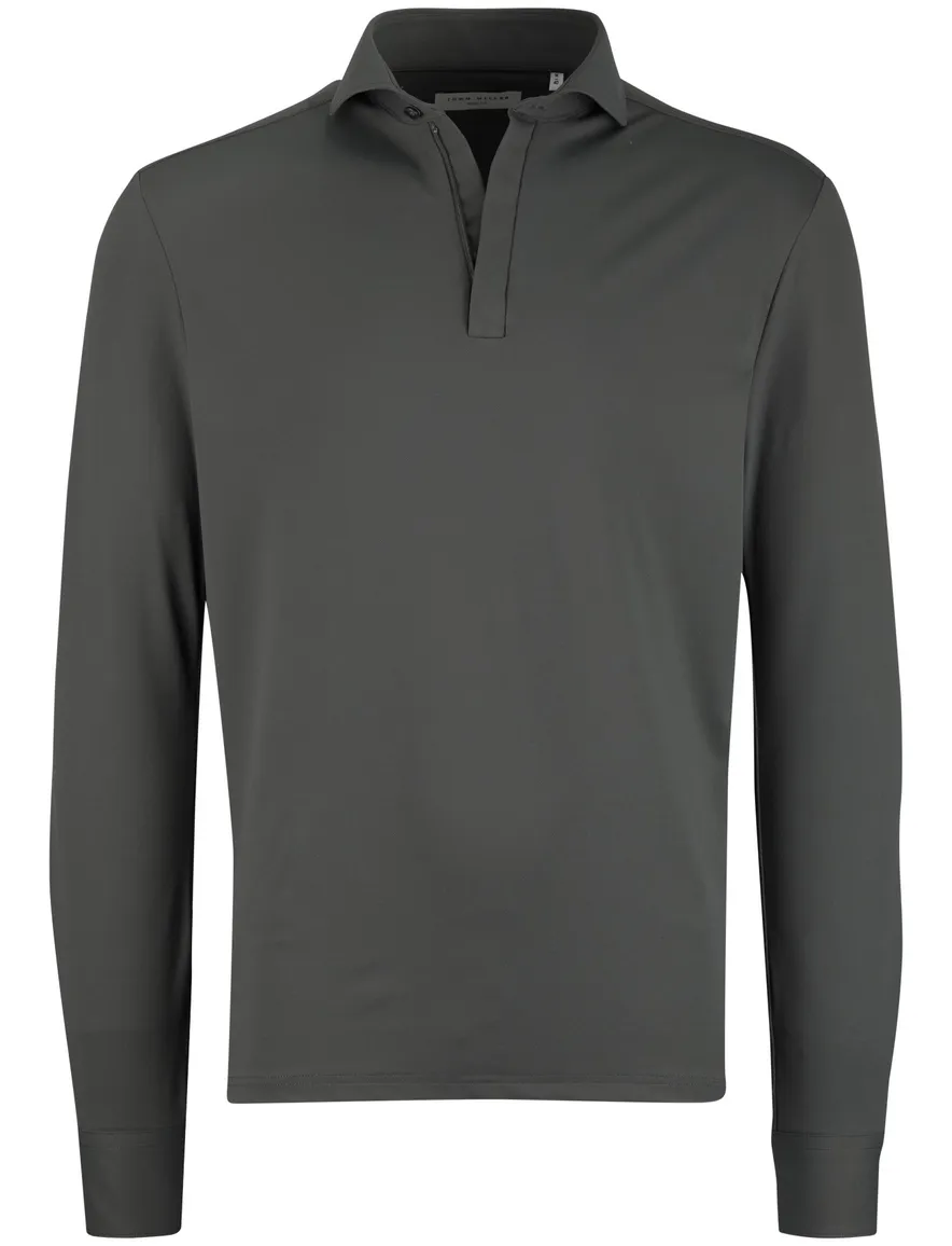 John Miller Shirt Overhemd groen slim fit rits