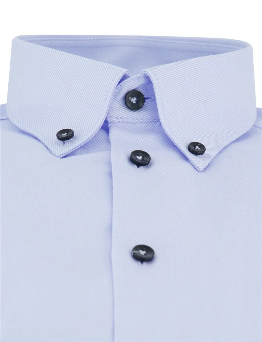 John Miller Tailored Fit Overhemd Blauw mouwlengte 7 effen katoen