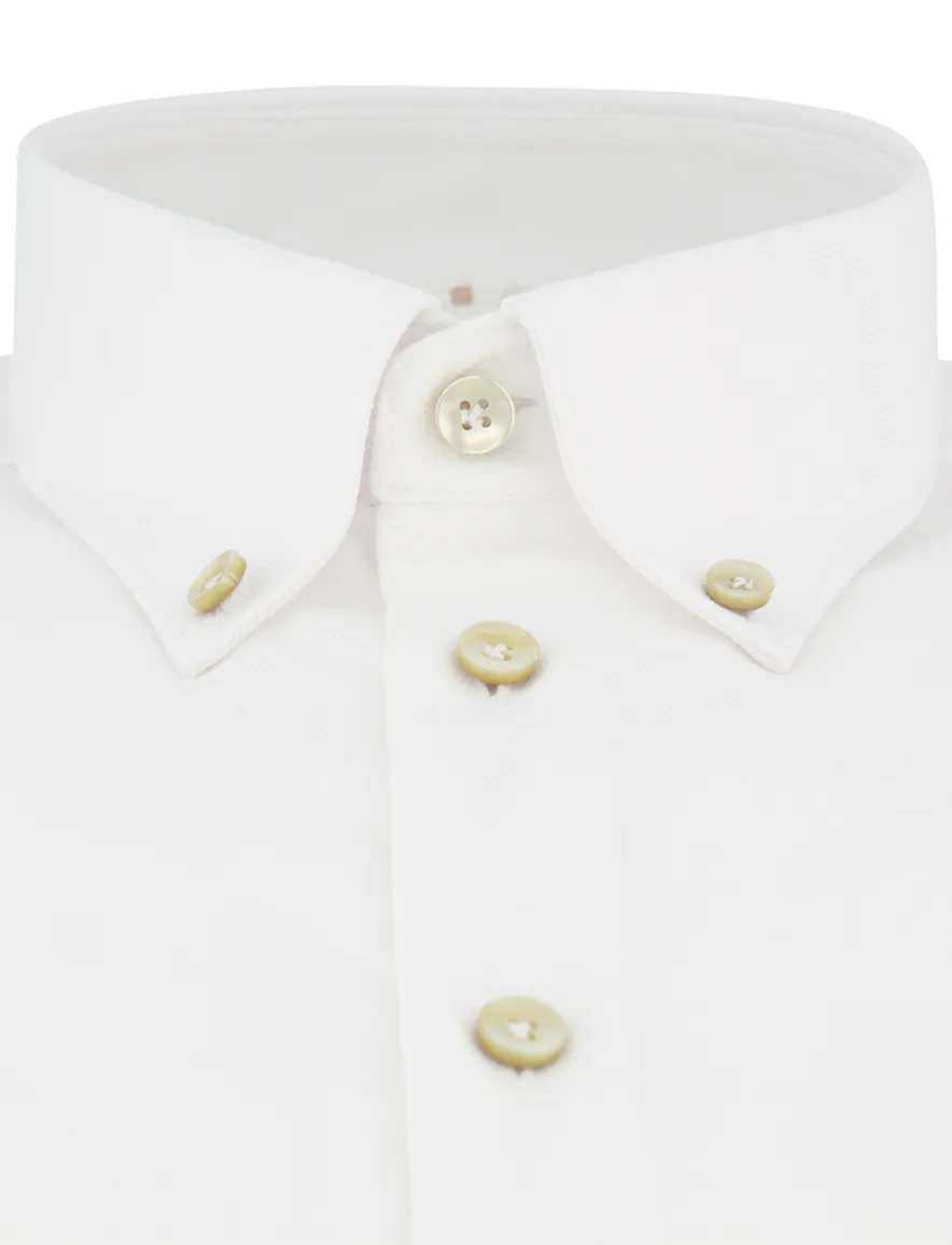 John Miller Tailored Fit Overhemd wit mouwlengte 7 katoen effen