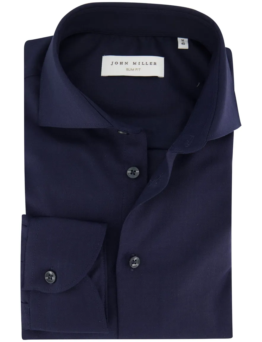 John Miller overhemd mouwlengte 7 donkerblauw