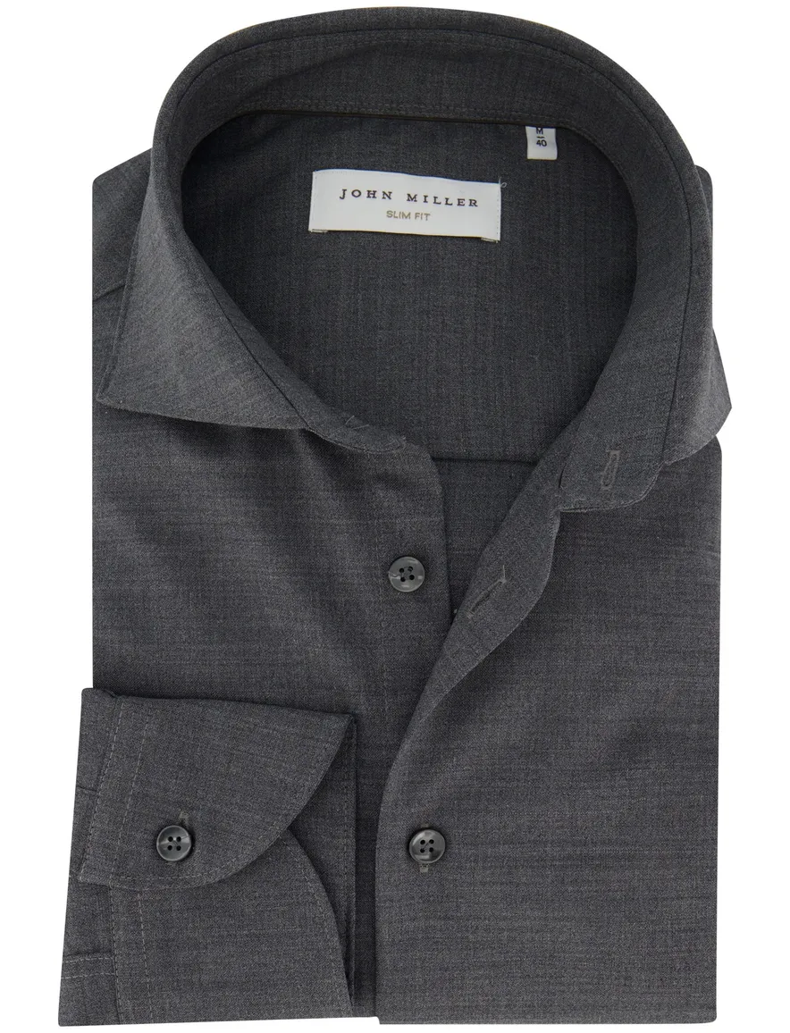 Overhemd John Miller Slim Fit ml7 grijs wolblend