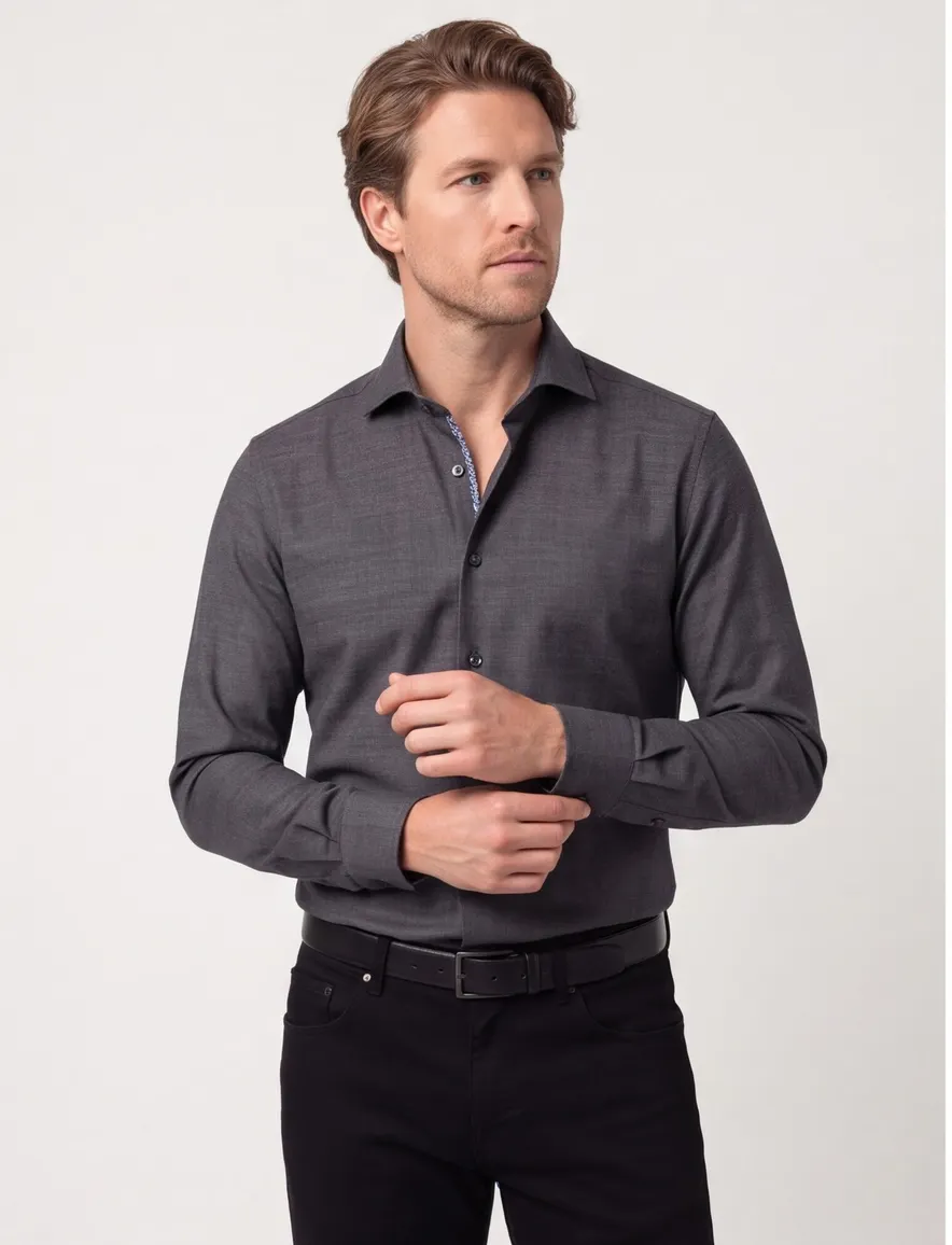 John Miller slim fit mouwlengte 7 grijs