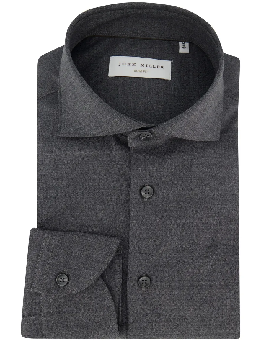 Overhemd John Miller Slim Fit ml7 grijs wolblend