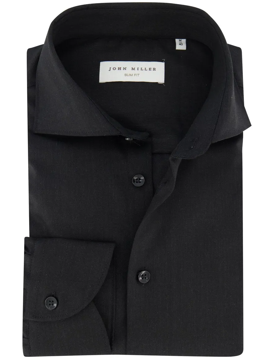John Miller slim fit overhemd mouwlengte 7 grijs
