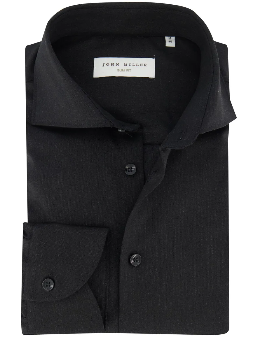 Overhemd John Miller Slim Fit ml7 zwart wolblend