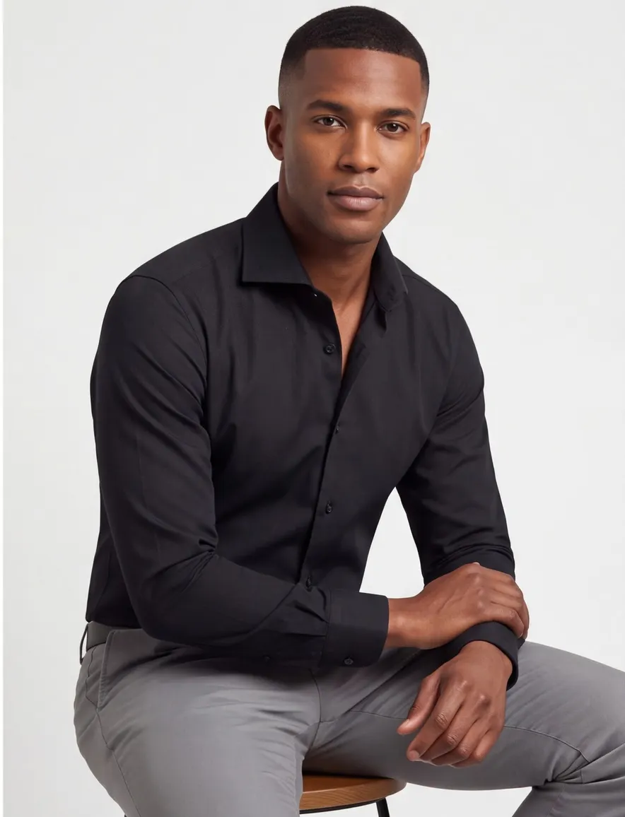 Overhemd John Miller Slim Fit ml7 zwart wolblend