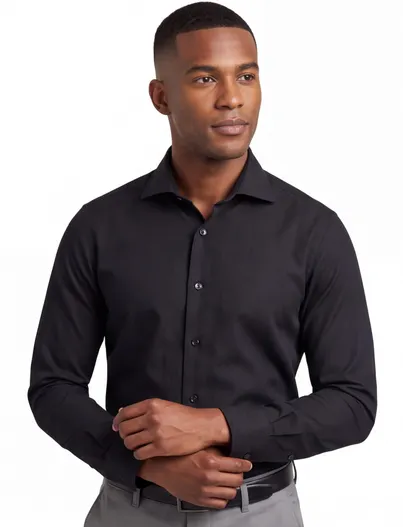 John Miller Overhemd John Miller Slim Fit ml7 zwart wolblend