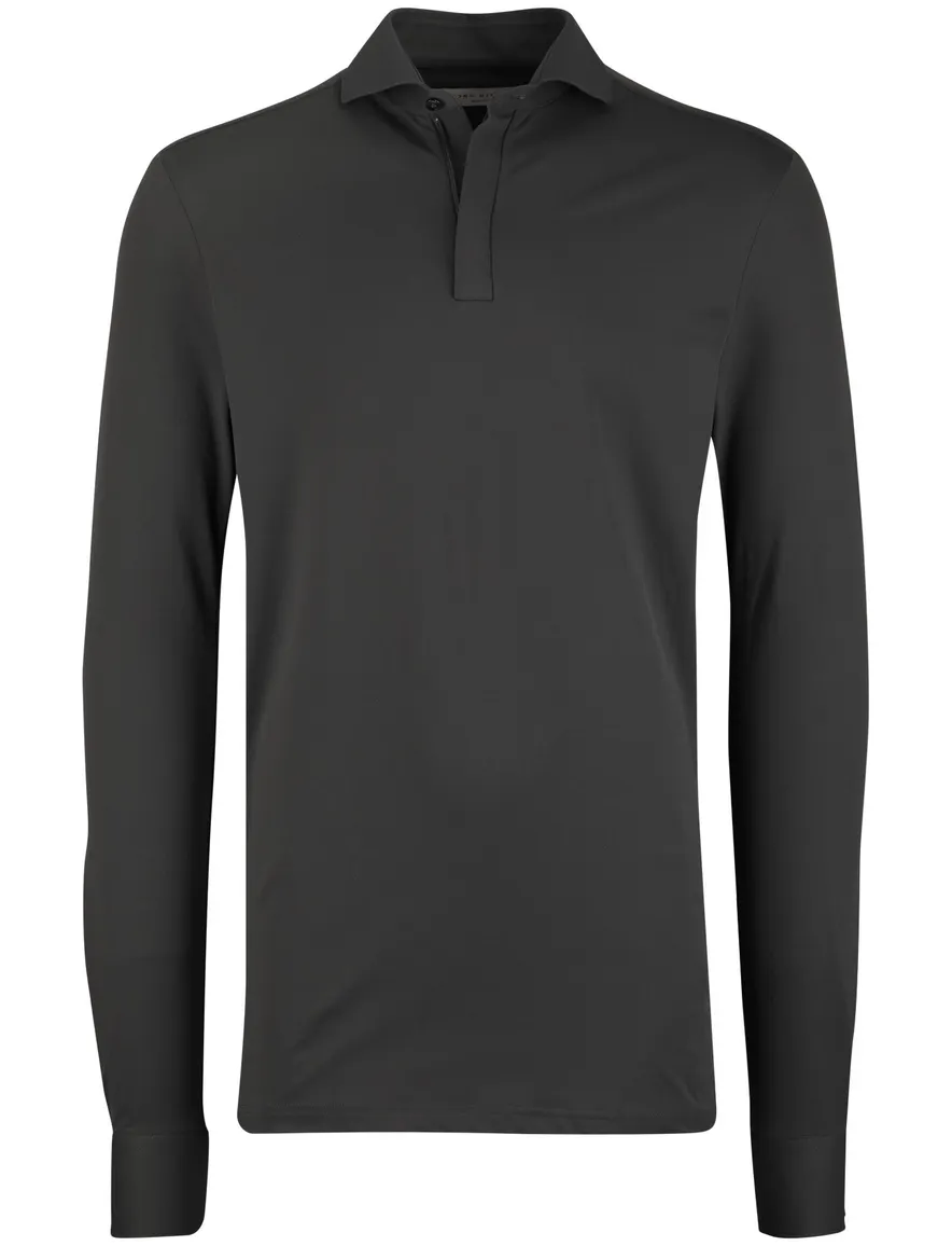 John Miller Slim fit Poloshirt groen rits mouwlengte 7