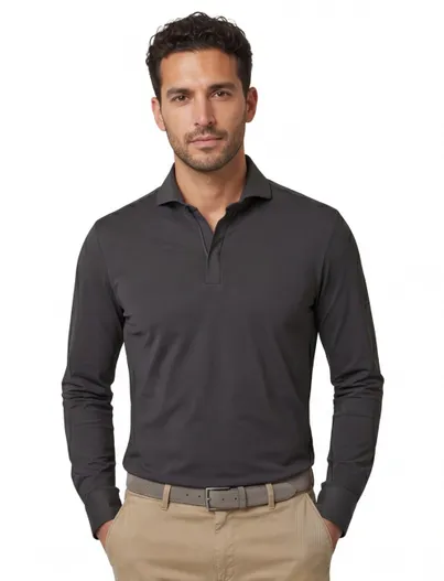 John Miller John Miller Slim fit Poloshirt groen rits mouwlengte 7