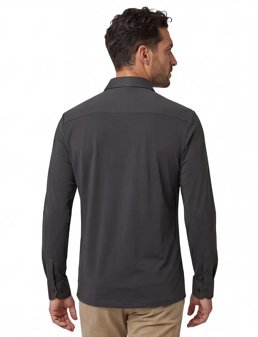 John Miller Slim fit Poloshirt groen rits mouwlengte 7