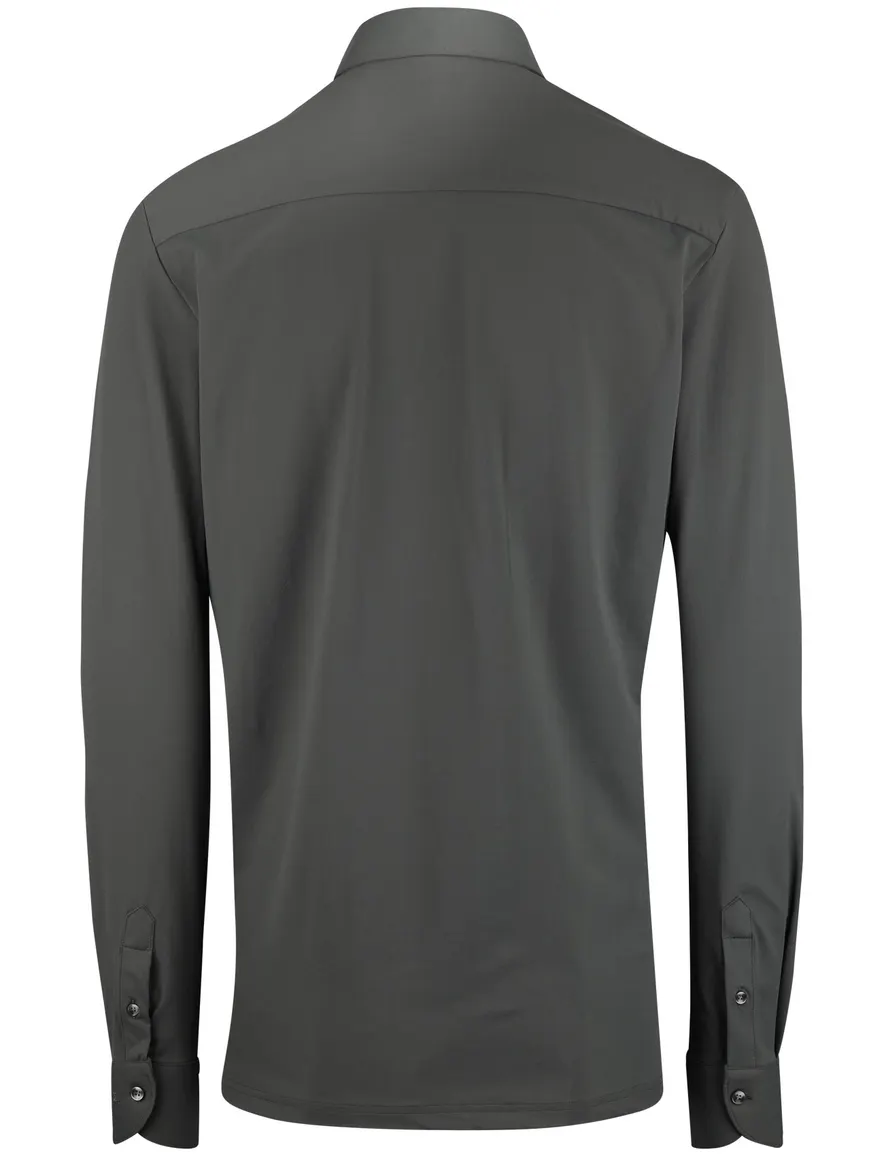John Miller Slim fit Poloshirt antraciet rits mouwlengte 7