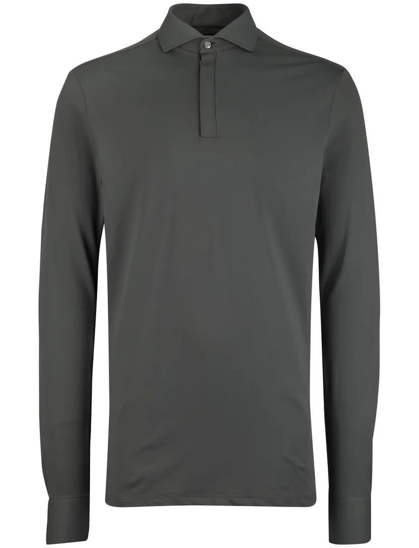 Poloshirt John Miller Slim fit antraciet mouwlengte 7 rits