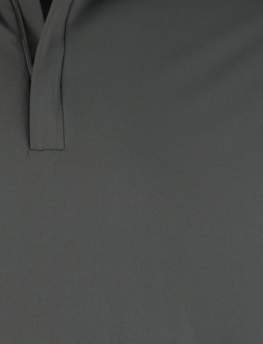 John Miller Slim fit Poloshirt antraciet rits mouwlengte 7
