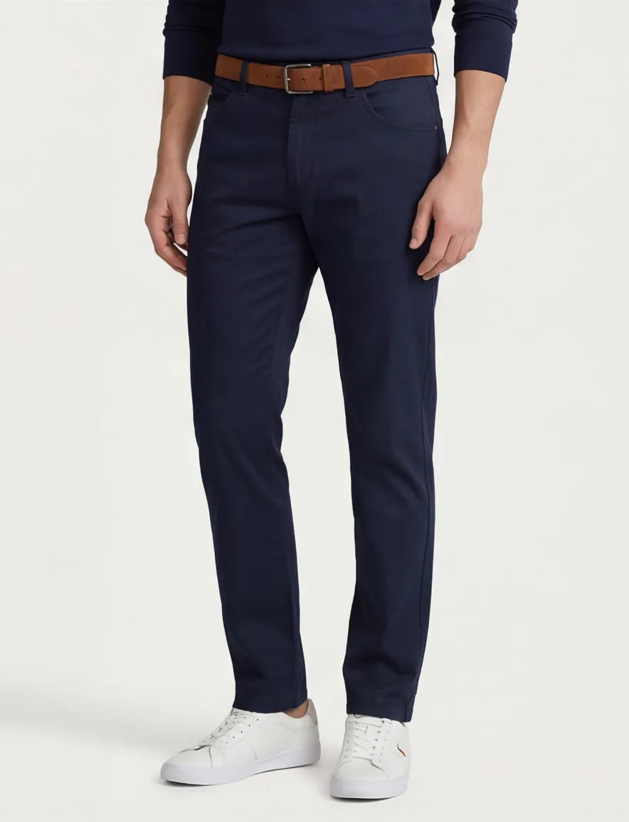Effen Meyer Dublin 5-pocket broek donkerblauw katoen