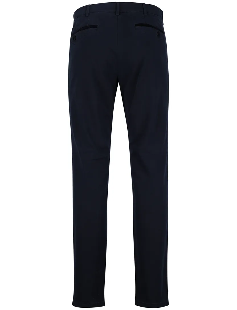 Katoenen Meyer Dublin 5-pocket broek effen donkerblauw